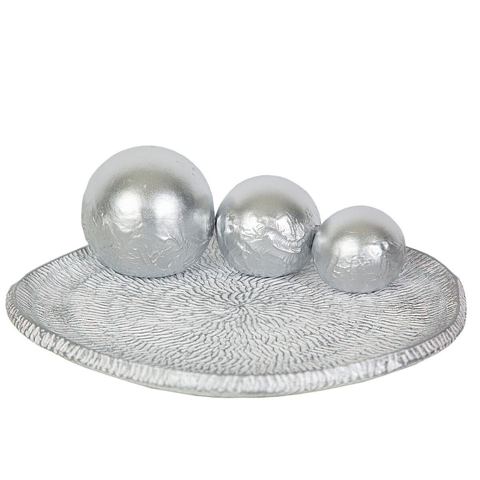 Centerpiece Romimex White Silver Ceramic 33 x 2 x 33 cm Balls