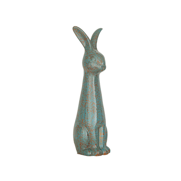 Decorative Figure Romimex Blue Ceramic Rabbit 19 x 70 x 22 cm