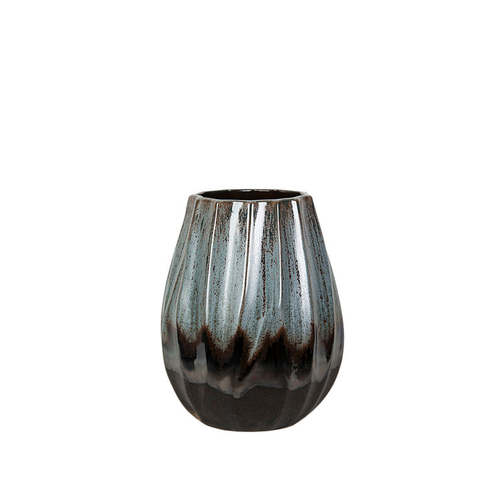 Vase Romimex Blue Black Ceramic 17 x 21 x 17 cm