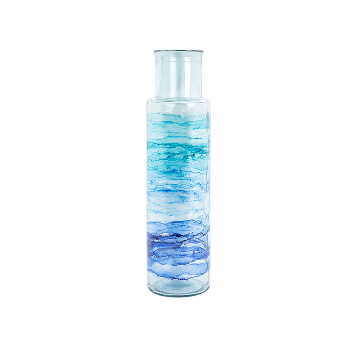 Vase made from recycled glass Romimex Blue recycled glass 15 x 55 x 15 cm