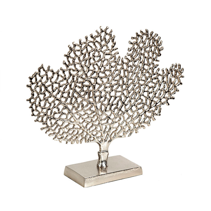 Decorative Figure Romimex Silver Aluminium Coral 43 x 36 x 11 cm