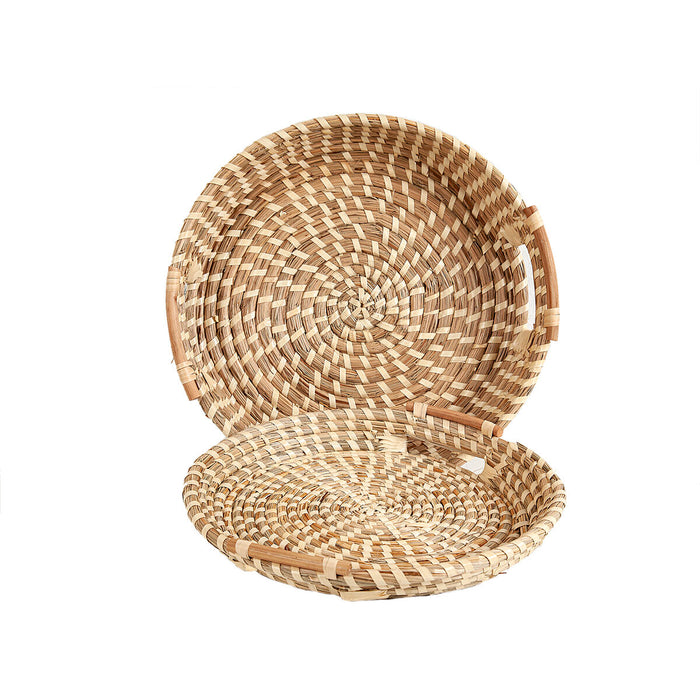 Set of trays Romimex Beige Natural Fibre 2 Pieces