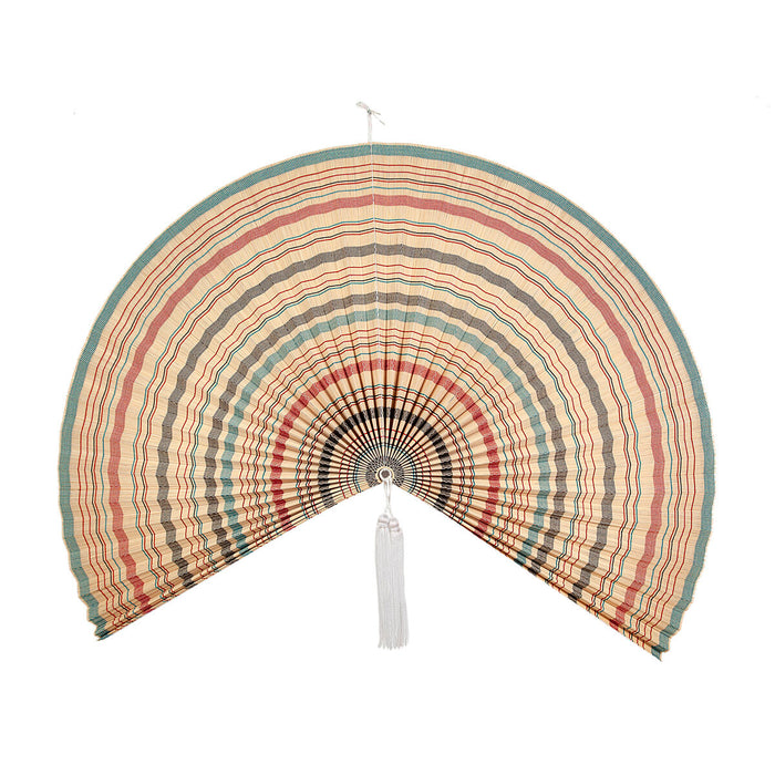 Fan Romimex Blue Red Beige Bamboo 150 x 77 x 3 cm