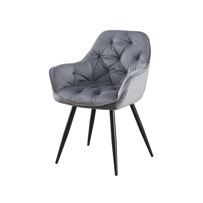 Armchair Romimex Black Grey Velvet Metal MDF Wood 62 x 85 x 60 cm