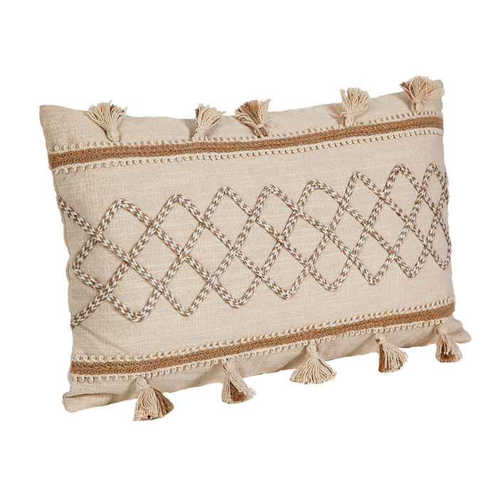 Cushion Romimex Cream Tassels 30 x 8 x 50 cm Embroidery