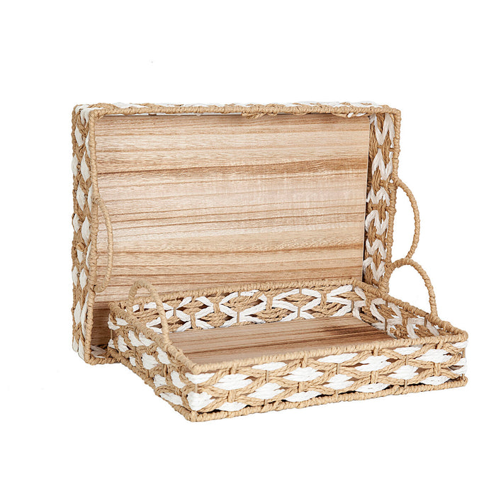 Set of trays Romimex Natural wicker 2 Pieces