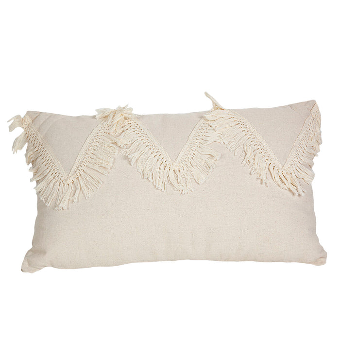 Cushion Romimex Cream With tassles 30 x 10 x 50 cm