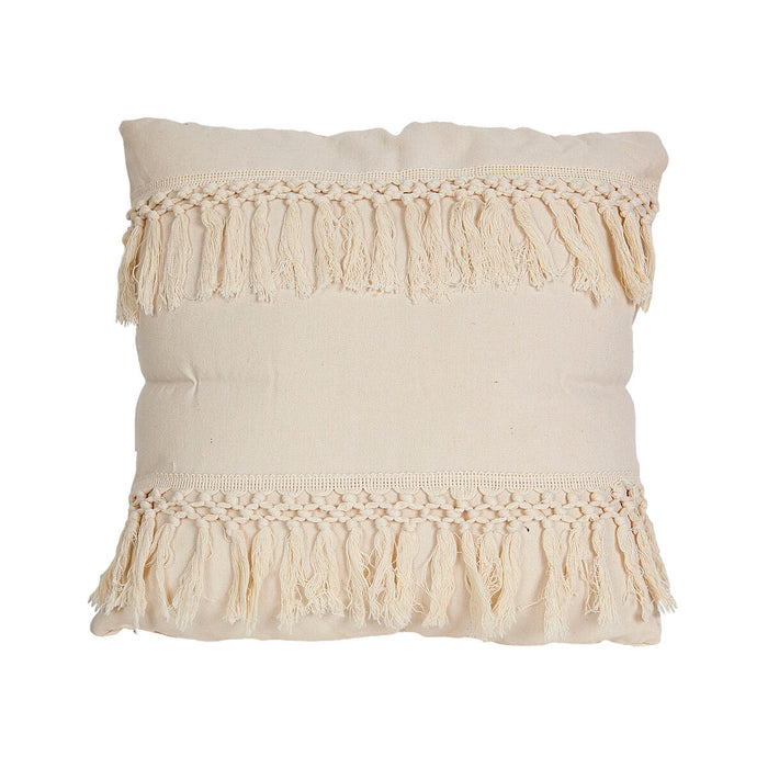 Cushion Romimex White With tassles 45 x 10 x 45 cm