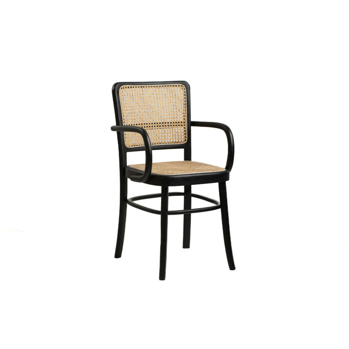 Armchair Romimex Black Natural Rattan Teak 44 x 89 x 53 cm