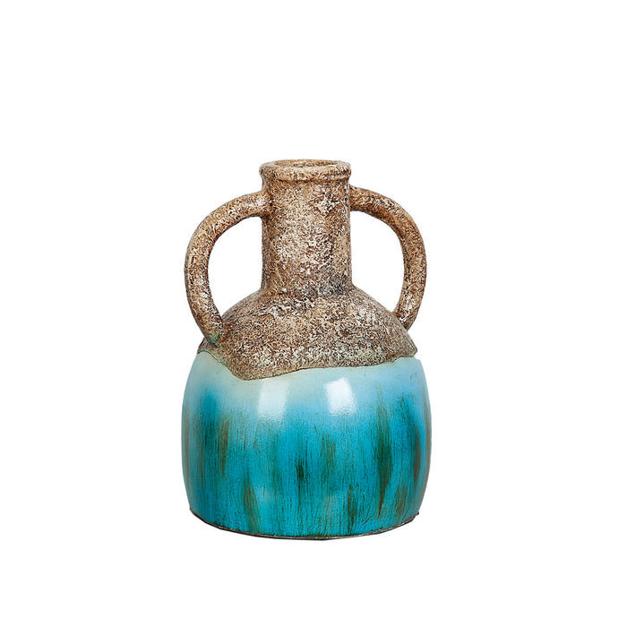 Vase Alexandra House Living Blue Brown Terracotta 20 x 30 x 20 cm With handles