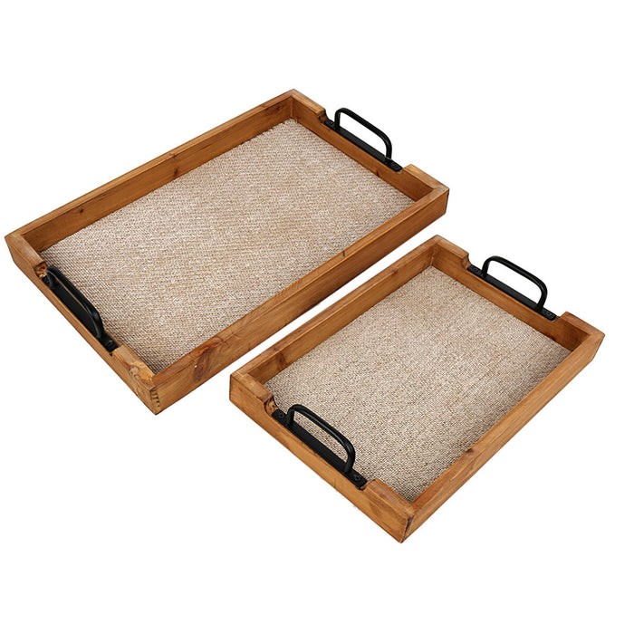 Set of trays Romimex Natural Wood 2 Pieces