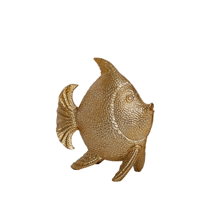 Decorative Figure Romimex Golden Resin Fish 25 x 26 x 12 cm