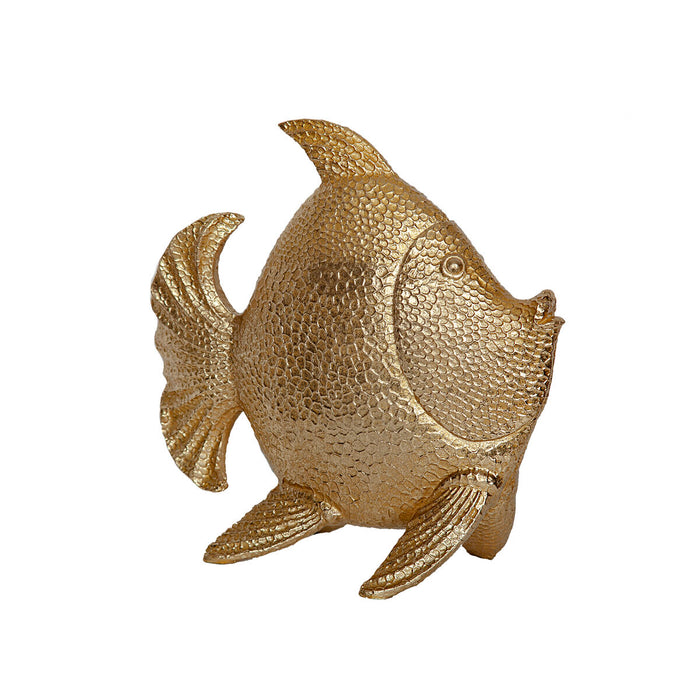 Decorative Figure Romimex Golden Resin Fish 36 x 34 x 17 cm