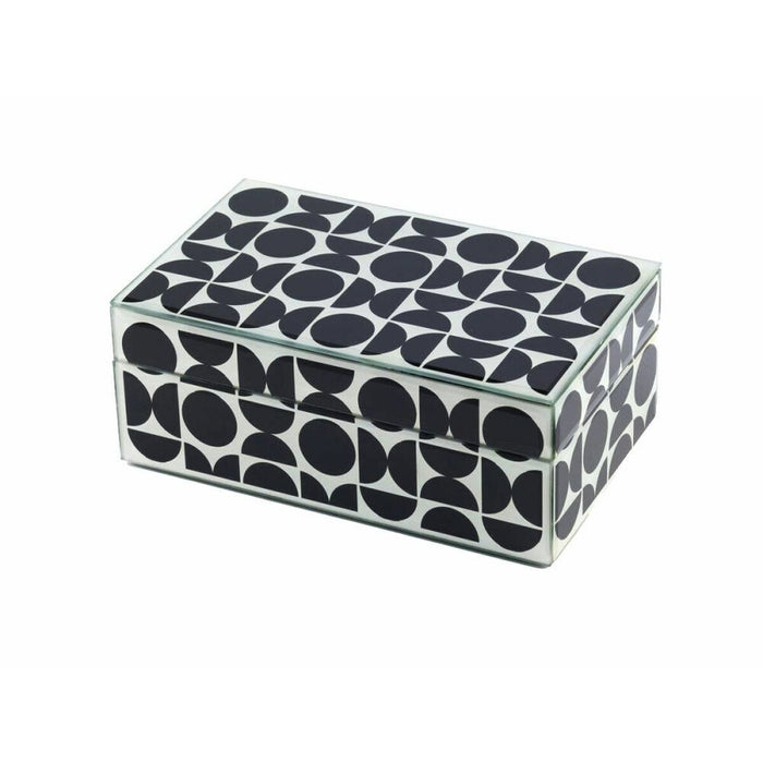 Jewelry box Romimex White Black Glass 21 x 9 x 13 cm