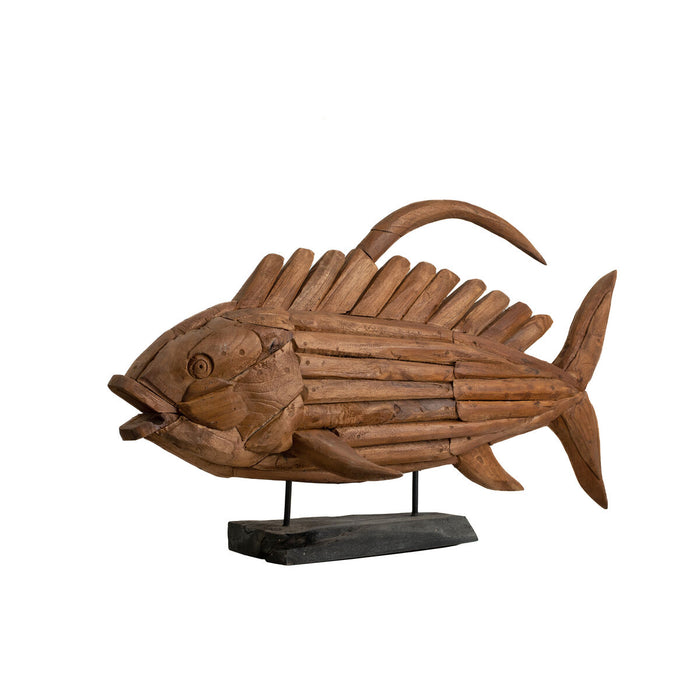 Decorative Figure Romimex Natural Wood Fish 80 x 50 x 20 cm