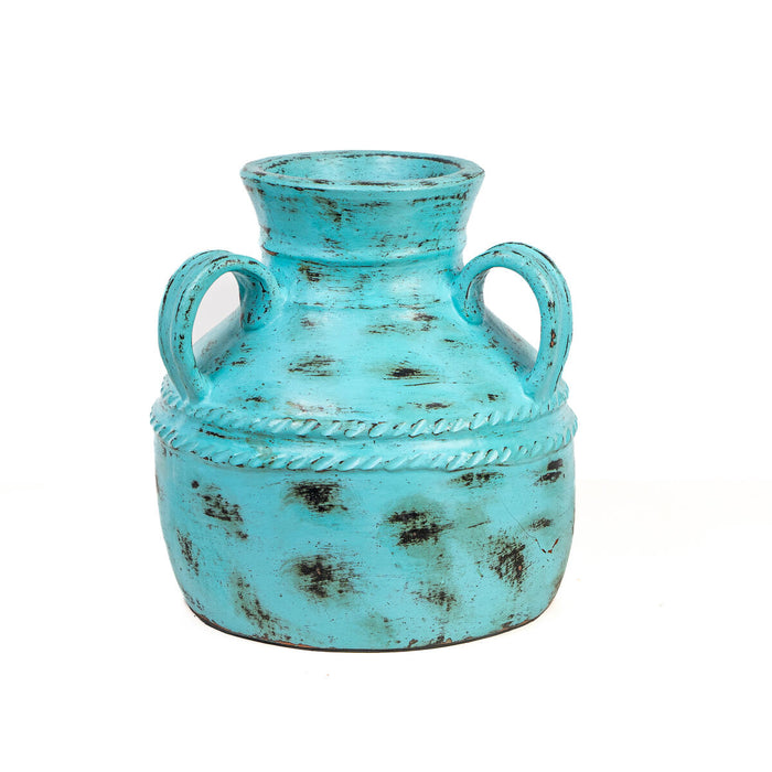 Vase Romimex Turquoise Ceramic 28 x 30 x 26 cm With handles