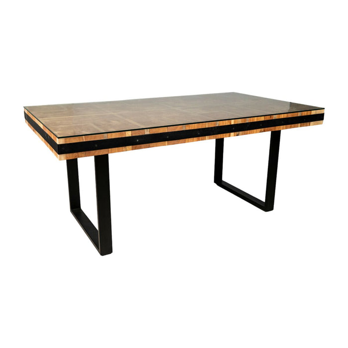 Table Romimex Black Natural Recycled Wood 180 x 77 x 100 cm