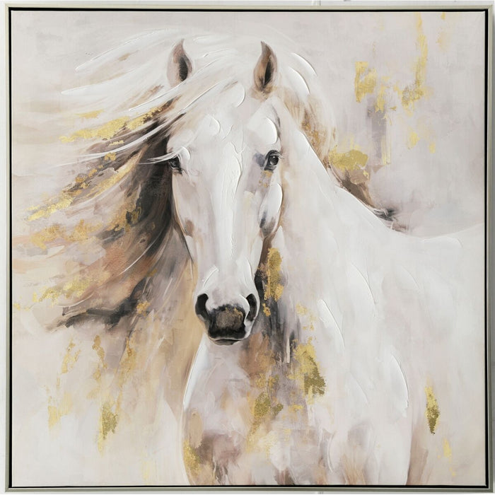 Oil Painting Romimex polystyrene Canvas Horse 83 x 83 x 5 cm