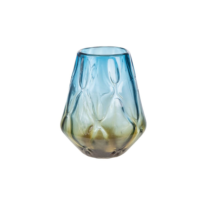 Vase Romimex Blue Amber Glass 27 x 23 x 27 cm