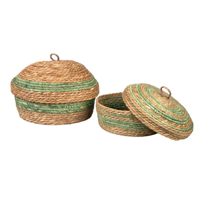 Set of decorative boxes Romimex Natural Natural Fibre 34 x 14 x 34 cm 2 Pieces