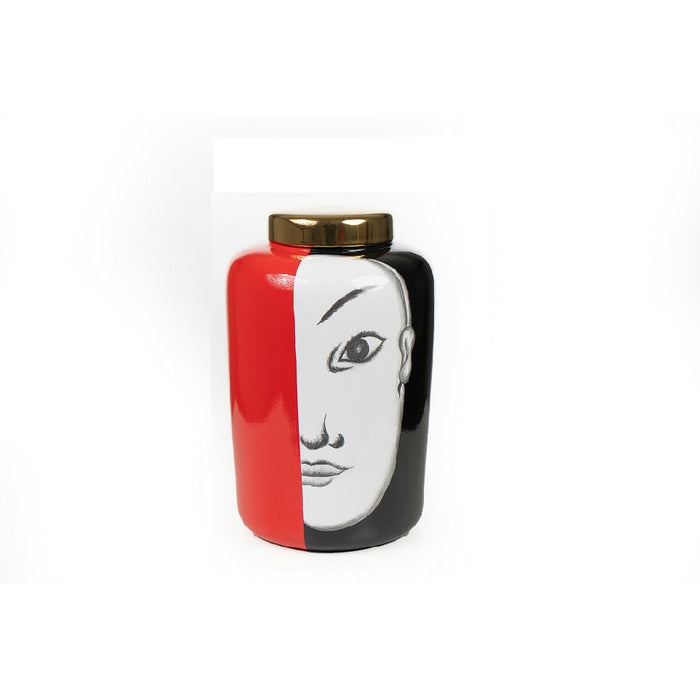 Tibor Romimex White Black Red Porcelain Face Japanese 18 x 31 x 18 cm