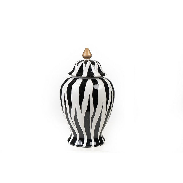 Tibor Romimex White Black Porcelain Striped 17 x 31 x 17 cm