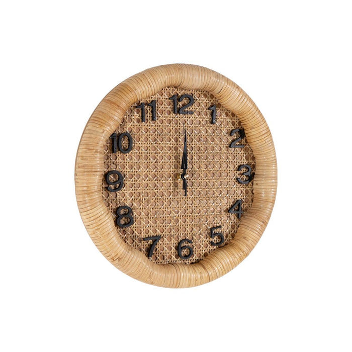 Wall Clock Romimex Brown wicker Fir wood MDF Wood 36 x 36 x 6 cm