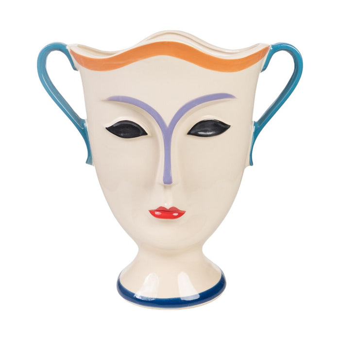 Vase Romimex Multicolour Ceramic Face 34 x 36 x 19 cm With handles