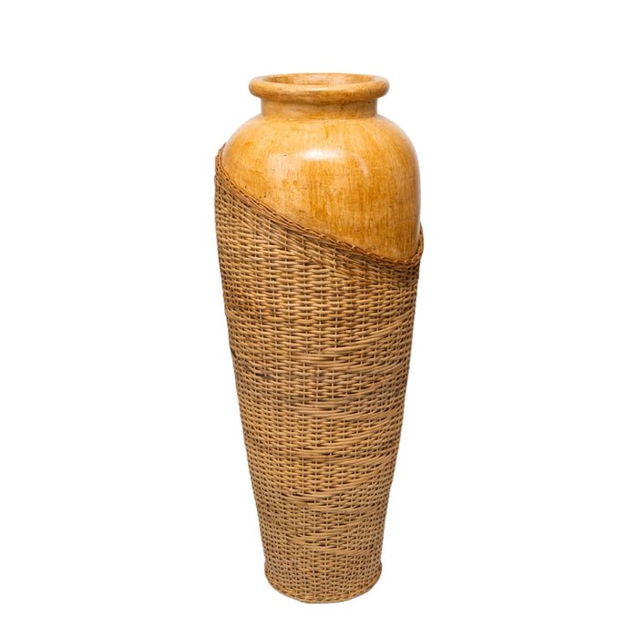 Vase Romimex Brown Rattan Terracotta 30 x 100 x 30 cm