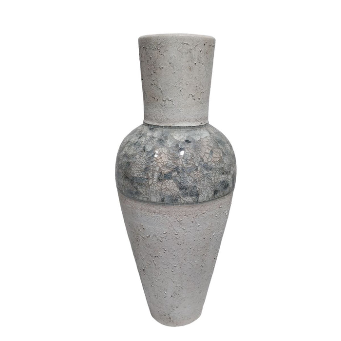 Floor vase Romimex White Grey Terracotta 32 x 80 x 32 cm