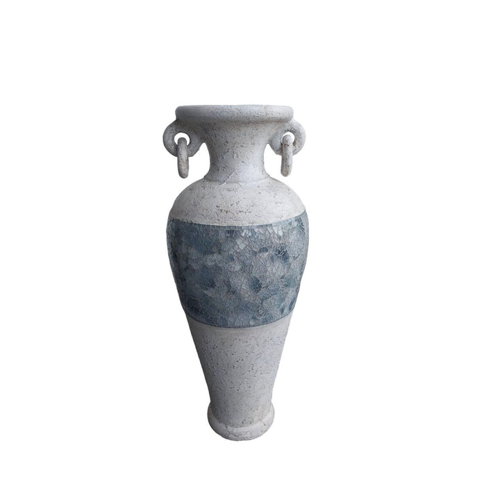 Floor vase Romimex White Grey Terracotta 32 x 80 x 32 cm With handles