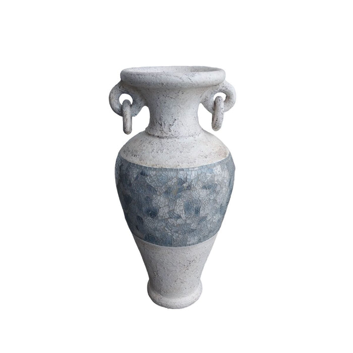 Vase Romimex White Grey Terracotta 28 x 60 x 28 cm With handles