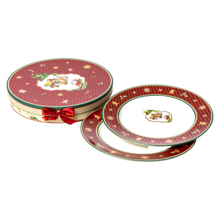 Plate set Romimex Red Ceramic 27 x 2 x 27 cm 2 Units