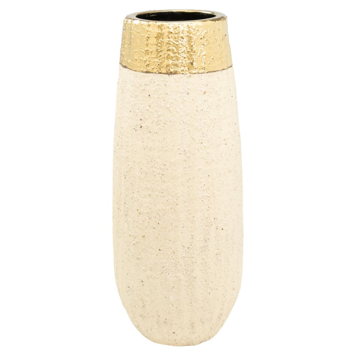 Vase Romimex Beige Golden Porcelain 17 x 40 x 17 cm