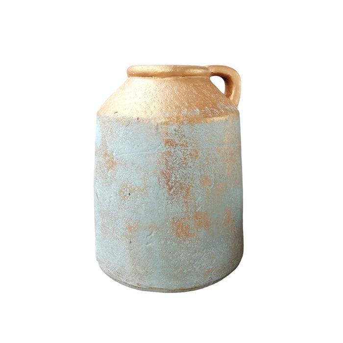 Vase Romimex Blue Golden Terracotta Bicoloured 25 x 30 x 25 cm With handle