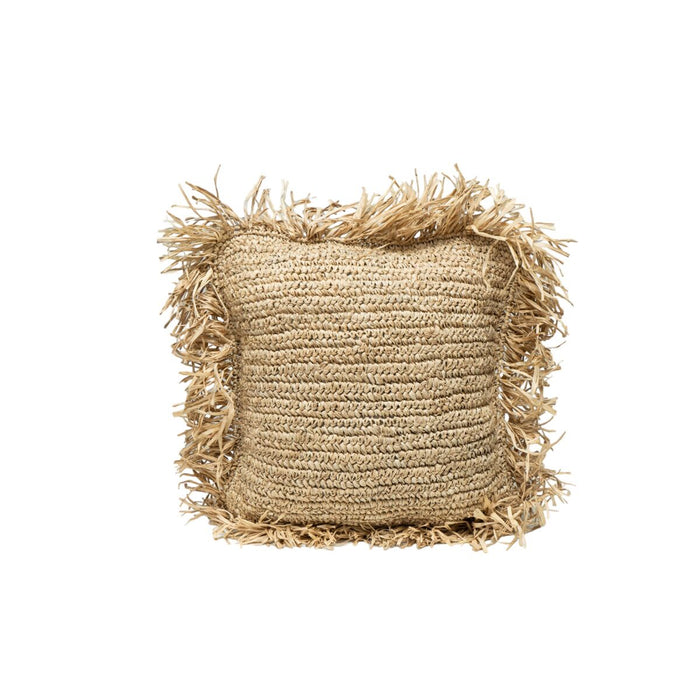 Cushion Romimex Natural Natural Fibre With tassles 40 x 40 x 12 cm