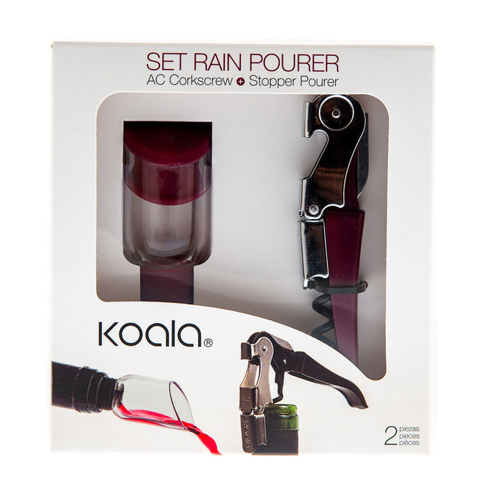 Set of Wine Accessories Koala 2 Pieces Metal Burgundy