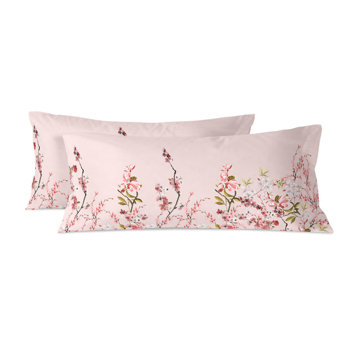 Pillowcase HappyFriday Chinoiserie rose Multicolour Super king 150 Threads 45 x 110 cm (2 Units)