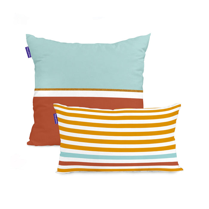 Cushion cover HappyFriday Blanc Golden lands Multicolour 2 Pieces