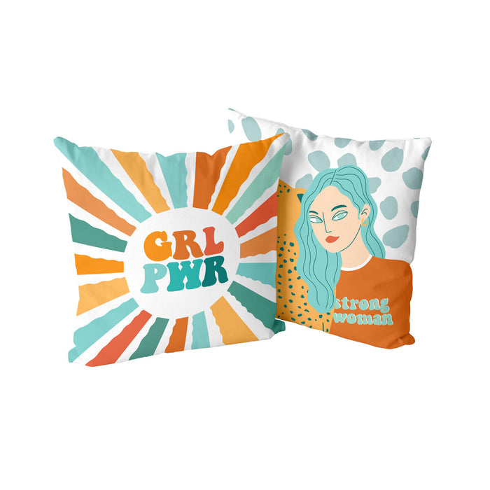 Cushion cover HappyFriday Aware Girl power Multicolour 50 x 50 cm 2 Pieces