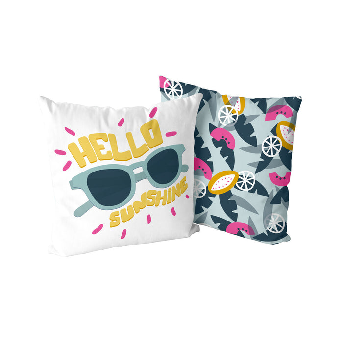 Cushion cover HappyFriday Aware Hello sunshine Multicolour 50 x 50 cm 2 Pieces