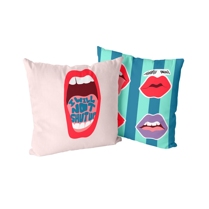 Cushion cover HappyFriday Aware Lips Multicolour 50 x 50 cm 2 Pieces