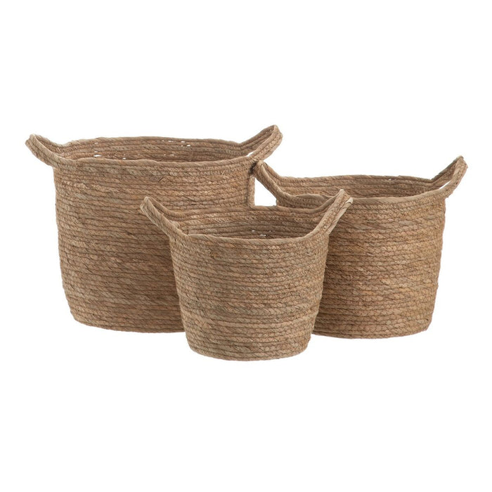 Set of Baskets Natural Rushes 33 x 33 x 26 cm (3 Pieces)