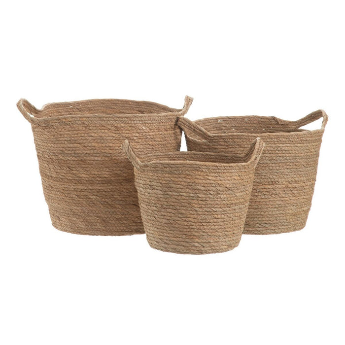 Set of Baskets Natural Rushes 33 x 33 x 38 cm (3 Pieces)