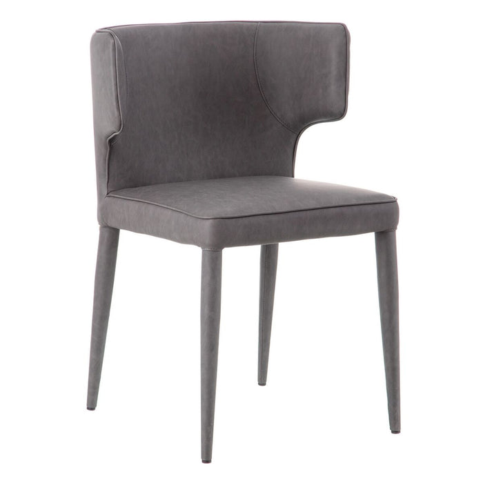 Dining Chair Grey Synthetic Leather Wood Metal 58 x 58 x 81,5 cm