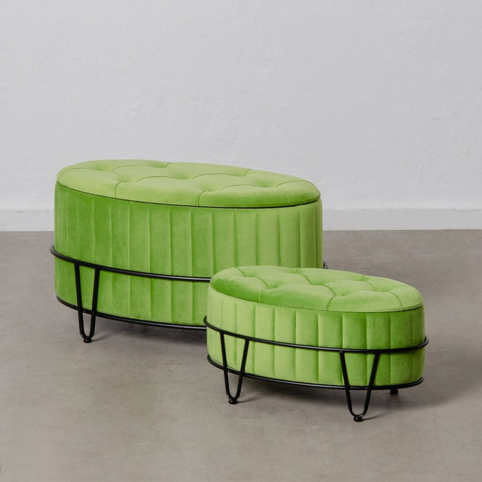 Pouffe 80 x 80 x 46 cm Synthetic Fabric Metal Green