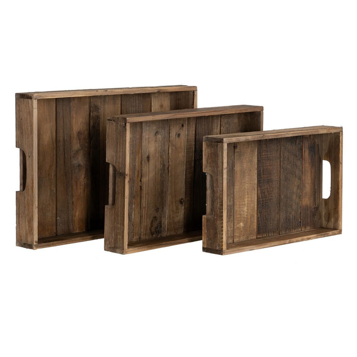 Snack tray 48 x 32 x 6 cm Natural Fir wood 3 Pieces