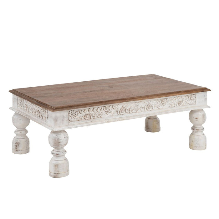 Centre Table White Natural 120 x 70 x 45 cm