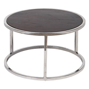 Set of 2 tables Brown Silver Stainless steel Mango wood 75 x 75 x 41 cm (2 Units)