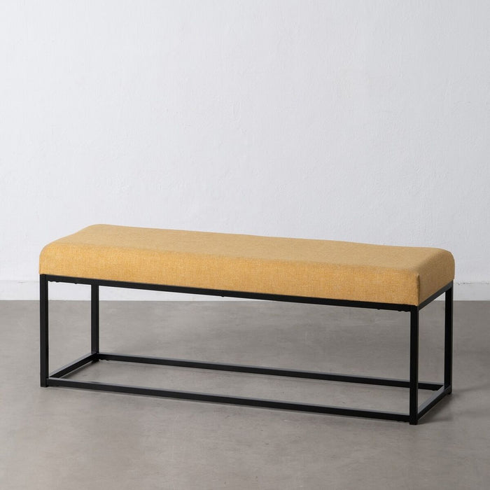 Bench Synthetic Fabric Metal Mustard 120 x 40 x 45 cm